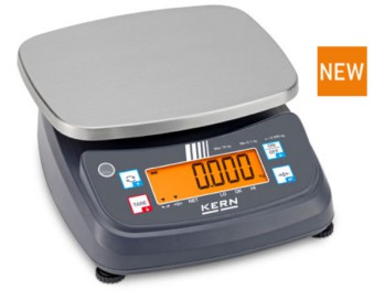 Neue KERN FBP Waage in der dezenten Farbe grau mit oranger Beleuchtung