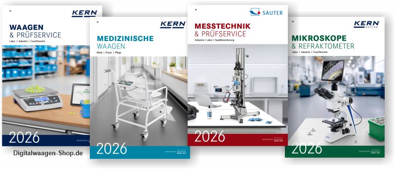 KERN Waagen und Optics, sowie SAUTER Messtechnik Hauptkataloge für 2026