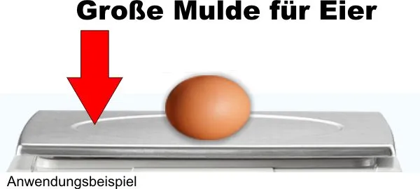 Detailansicht zeigt Mulde in der Plattform für Eier