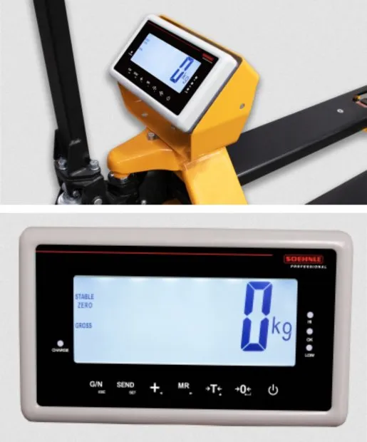 Die Abbildung zeigt das Display des Wiegehubwagens der Marke Soehnle Professional mit der Artikelnummer 9761