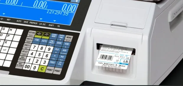 Waage mit gedrucktem Etikett - Detailansicht