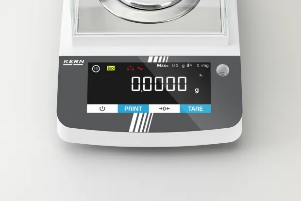 Das Bild zeigt das Touch-Display an der KERN ADS 100-4 Analysenwaage
