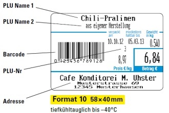 Beispiel für den Etikettendruck bei Format 10 Etiketten