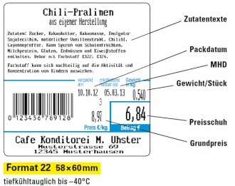 Beispieldruck Format 22 Tiefkühletiketten