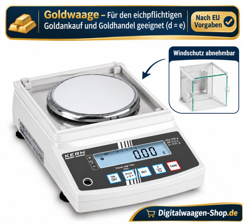 Goldwaage für den offiziellen Goldhandel in offenen Verkaufsstellen d=e Eichklasse 2