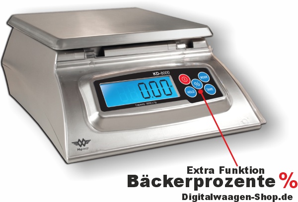Küchenwaage mit der Funktion Bäckerprozente
