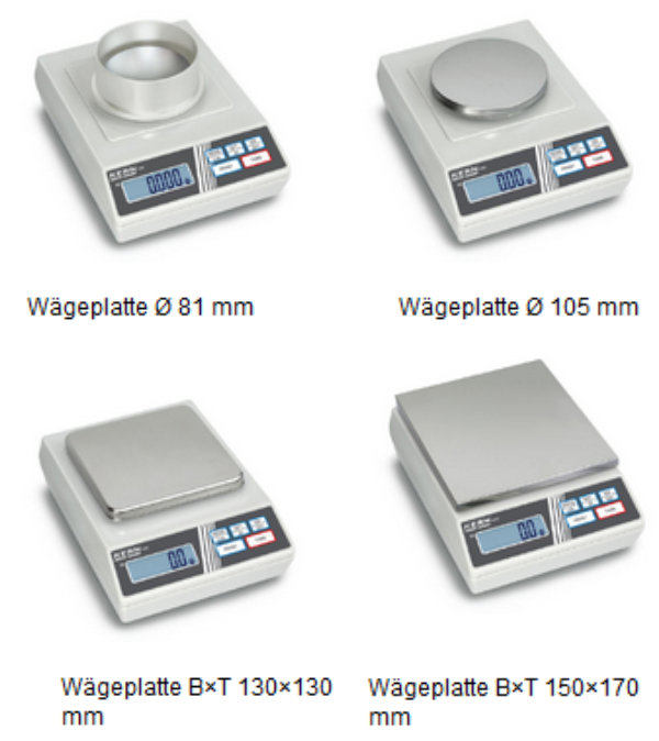 KERN 440 Übersicht der Wägeplatten