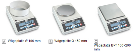 KERN 572 Auswahl der Wägeplatten